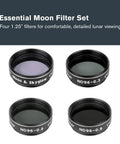 Moon Filter Kit For 1.25 Inch Telescope Eyepieces With Four Filter Set Including Three Neutral Density Filters And Sky Glow