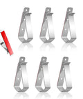 Six Pack Stainless Steel Sun Visor Clips With 3M Adhesive DIY Mount Kit For Photos And Documents Universal Car Home And Office Display Accessories Great Value showing six clips