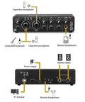 Plug And Play USB Audio Interface For Home Studio With Two Mic Preamps, 48V Phantom Power, Guitar And Bass Instrument Input, Easy Recording setup diagram