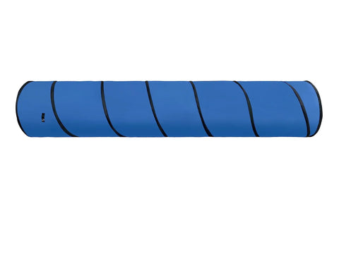 Blue 10 Foot Dog Agility Tunnel For All Breeds, Tear Resistant Oxford Cloth Training Tunnel For Indoor And Outdoor Use, side view