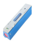 Rugged Real Deal Dead On Precision Bar Level Spirit Meter in blue with v-shaped base for machine tools and worktables.