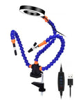 Must Have Handy Pro Tabletop Clamp Base Helping Hands Soldering Third Hand Tool with 3X LED Magnifying Glass, adjustable arm for PCB