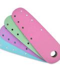 Pastel Pistachio Green Flat Toe Guard Protectors for Roller Skates with pink, purple, mint, and blue derby quad skate toe shields
