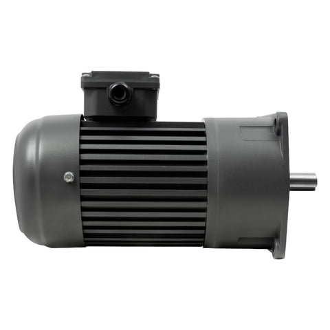 Side view of Beefed-Up AC Gear Motor 400W 1/2HP Electric Gear Reducer with durable aluminum housing for heavy-duty machinery.
