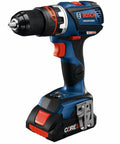 Compact 18V Cordless Drill Driver With Brushless Motor And Rugged Locking Chuck Supporting 5In1 Flexiclick Quick Swap System Paired With A Badass 4Ah Battery Pack side view.