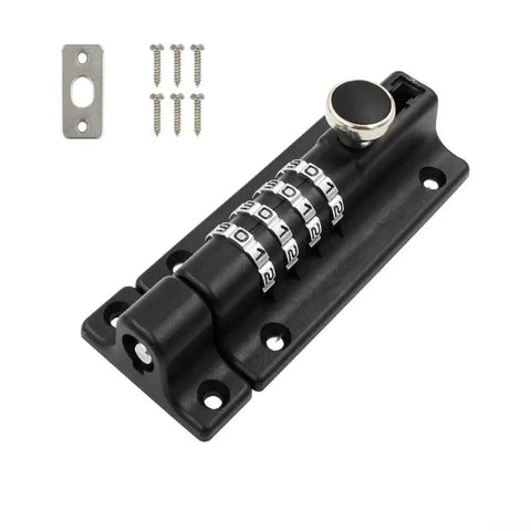 Zinc Alloy Mechanical Combination Cam Lock with Keyless Code for Office Filing Cabinets, black finish, includes screws and plate.