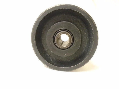 3-inch iron steel V-Groove caster wheel for gates and carts, 375 lb capacity, 7/8 inch bearing, side view