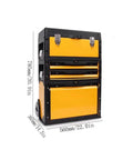 Portable Tool Box With Wheels For Home And Outdoor Use Three Layer Workhorse Storage Box With Drawers Pull Rod Style