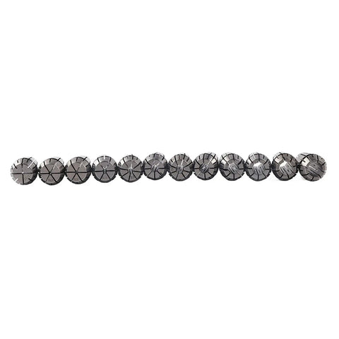 Collet Chuck Kit For CNC Routers And Milling Machines, 12-Piece ER16 High Speed Steel Collets Set in a straight line view
