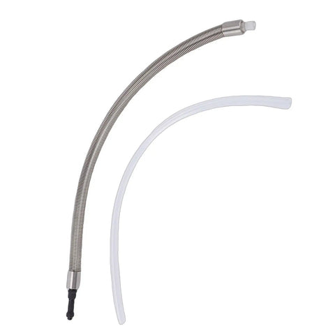 Go To Replacement Milk Tube For Coffee Makers Featuring Stainless Steel Hose And Opaque PC Jacket Anti Drip Build Fits We8 E6 D6 Z8 Z6 Appliances, two tubes, one stainless, one opaque.