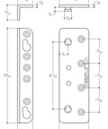 Set Of Four Heavy Duty No Mortise Bed Frame Brackets Tough As Nails Solid Steel dimensions with screw holes for easy installation.