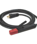 200 Amp Stick Electrode Holder With 12.5 Ft Copper Welding Cable Twist Mate Dinse Connector, shown coiled on white background.