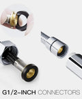 G1/2-inch connectors for Handheld High Pressure Shower Head With 6 Modes Detachable Chrome Square Design Stainless Steel Hose