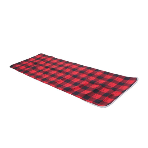 Red Plaid Heated Sleeping Bag Pad With Five Heating Zones And USB Power Camp Comfort Liner For Cold Nights 3 Temperature Levels