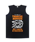 Men's Tank Top With Motorcycle Mechanic Design, 100 Percent Cotton Sleeveless Shirt, lightweight black undershirt with humorous text.