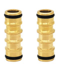 2 Pack Garden Hose Quick Connect Couplers Brass Bidirectional Extension Fittings Male To Male Disconnects