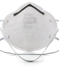 Front view of N95 Particulate Respirator with adjustable nose clip, dual straps, lightweight disposable mask for non-oil dust filtration.