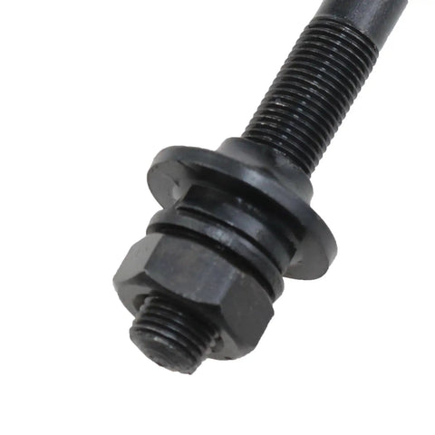 Close-up of 140mm M10x26 TPI axle with conical lock nut washer, part of Rear Bicycle Axle Kit 140mm M10 26 TPI Conical Lock Nut Washer Kit For Black Finish Hub Multi Speed Rear Axle Lightweight Durable Replacement For Long Rides And City Cruising