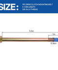 Heavy Duty Replacement Drive Clutch Mounting Bolt Fits Club Car Gas Golf Carts 1982 To Present 5 1/2 Inch Long 3 8 24 Left Hand Thread Matches Fe290 Fe350 shown with dimensions.