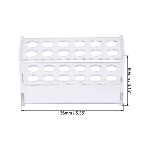 Clear Acrylic Test Tube Holder Lab Stand Rack With 2 By 6 Wells For 13 16Mm 10Ml Centrifuge Tubes space-saving lab organizer.