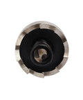 Close-up of cutter from 21mm Hole Saw Set With 69mm Long HSS Cutters And Spring Loaded Twist Drill Bits, 4 Piece Kit For DIY