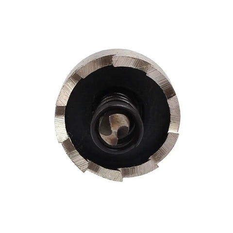 Close-up of cutter from 21mm Hole Saw Set With 69mm Long HSS Cutters And Spring Loaded Twist Drill Bits, 4 Piece Kit For DIY