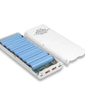 Totally Legit Battery Pack Enclosure With Dual USB Charging Ports For Fast Charge Power Bank Shell And Badass DIY Electronics Case For Weekend Adventures, featuring a white housing with lithium cells.