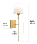 Battery Operated Wall Sconces Set Of 2 Gold Wireless LED Wall Lights With Remote Dimmable 10 Color Modes Rechargeable size diagram