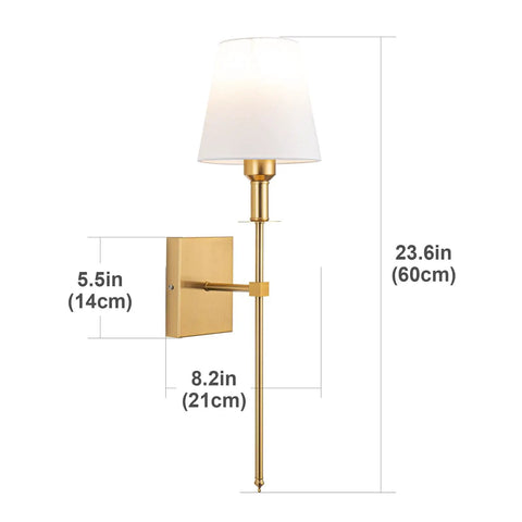Battery Operated Wall Sconces Set Of 2 Gold Wireless LED Wall Lights With Remote Dimmable 10 Color Modes Rechargeable size diagram