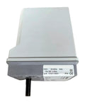 SQN73.4B4A20 Damper Actuator Plug And Play Swap for HVAC with clear label and black control rod visible.