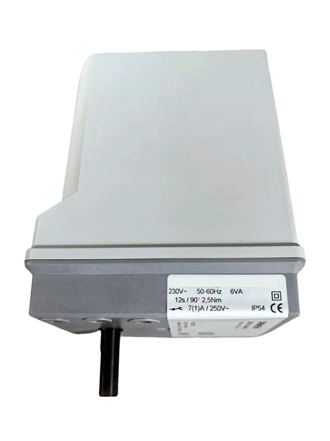 SQN73.4B4A20 Damper Actuator Plug And Play Swap for HVAC with clear label and black control rod visible.