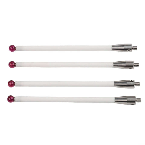 ArtHoval 4-piece CMM touch probe stylus set with ceramic stems and 6 mm pink ball tips, threaded shanks.