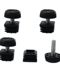 Adjustable Square Leveling Feet For Home Furniture And Appliances 25 Mm Insert Set Of Four Heavy Duty Stabilizers showing black leveling pads.