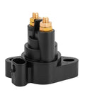 Built Like A Tank 12 Volt Car Start Solenoid Relay durable two terminal starter switch, black plastic material, close-up view.