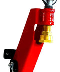 Single Standard Mount Pin Connect Fire Sprinkler For Wildfire Yard Defense And Property Guard featuring sturdy red design and brass hookup.