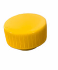 High Visibility Yellow Replacement Reservoir Cap For Power Pole Hydraulic Pump Fluid Tank, durable polymer lid, side view.