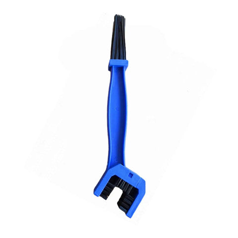 Blue brush from 2 Pack Bike Chain Cleaner Brush Set For Bicycles And Motorcycles, 3 sided bristle chain washer with handle