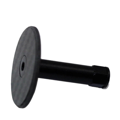 Ultra Slick Carbon Fiber Stop Disc For Folding Bike With Premium Titanium Hardware, black disc with mounting post.