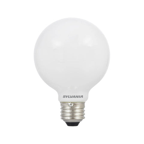 G25 Globe LED Light Bulbs 40W Equivalent, Low 3.5W Power Use, Frosted Soft White 2700K, 325 Lumens, single bulb close-up