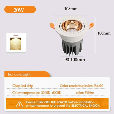 MXJCKSOQ 3.5 inch Recessed Lighting Kit Fixture 7W,10W,15W,20W 4000KLED Downlights Ceiling Lights 15 Pack Retrofit LED Downlight close-up view