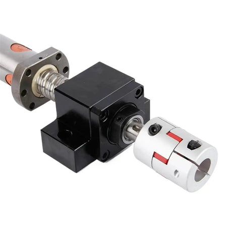 Heavy Duty Linear Motion Slide Kit With Four Hgw20cc Blocks Two Hgr20 Rails And Sfu2005 Ballscrew Assembly Mounted On Bk15bf15 Ends components showing the ballscrew and coupling.