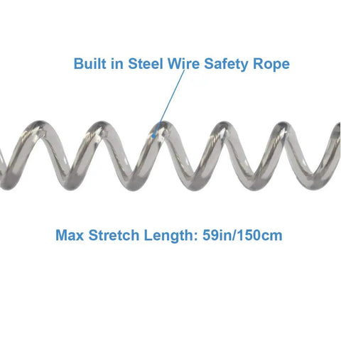 Spiral Retractable Safety Lanyard Set Of 3 Built Tough For Keys And Tools With Coiled Design 31cm Extended To 150cm steel wire
