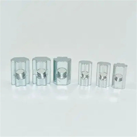 Get These Awesome Sliding T Nuts For 20 Series Aluminum Profiles! M3, M4, M5, And M6 Hammer Drop Fasteners Are Built Durable And Rust Proof. Perfect For DIY Workbenches, Industrial Racks, Or Home Workshops Where You Need Serious Strength Without The. Silver steel T nuts, various sizes, for M3 to M6 connections in workshops.