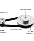 Game Changer 2GT Timing Pulley Kit Drops Speed 4 To 1 For Raw Torque Smooth Moves On 3D Printer Setup Fits Matched 20 And 80 Tooth Gear Set For 6 And 10 Mm Timing Belts Keeps It Rock Solid For Heavy Duty Engraving Jobs Everyday, 2GT 20T and 80T pulleys with 6/10 mm belt sizes