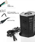 Ditch The Clutter With This Badass Smart Tower Surge Protector Offering Eight US Outlets And A Six Point Five Foot Extension Cord For Straight Up Fast Charging And Certified Overload Protection Daily, featuring 8 outlets and 4 USB ports.