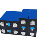 4 Pack LiFePO4 Deep Cycle Batteries 12V 330Ah MB31 Cells With Double Hole Studs, blue casing and durable connections.