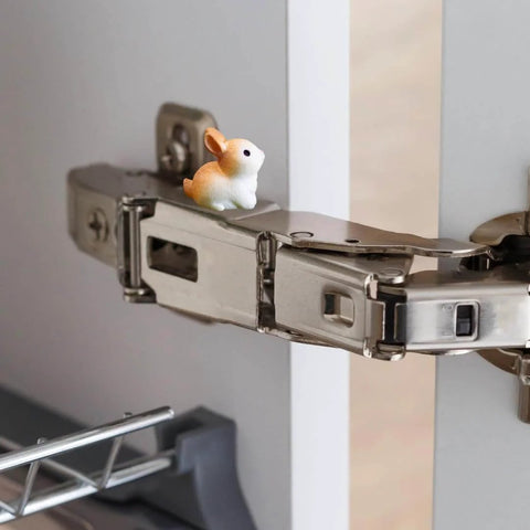 Rabbit Door Hinge Toppers Set Of 6 With Magnetic Hinge Heads, whimsical charm on cabinet hinge, home decor accessory