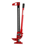 Beefed Up Heavy Duty Farm Jack 3 Ton Capacity 153 cm Off Road Ratcheting Utility Lift in red steel construction