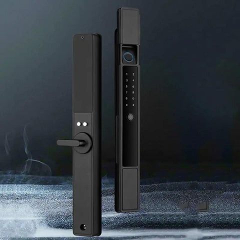 Hassle Free Smart Door Lock With Rugged Fingerprint Reader Keyless Entry Kit Encrypted Magnetic Card Swipe Emergency Charger Jack Mechanical Backup Key And Smooth Indoor Flip Switch Top Shelf Home Access Setup