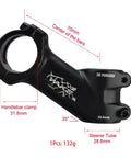 31.8mm MTB Stem 35 Degree Aluminum 6061 T6, 70mm Rise Handlebar Stem for Mountain, Road, BMX Bikes, showing dimensions